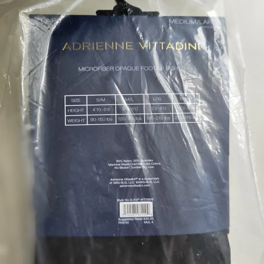 Adrienne Vittadini MicroFiber Opaque Footed Tights Size M/L